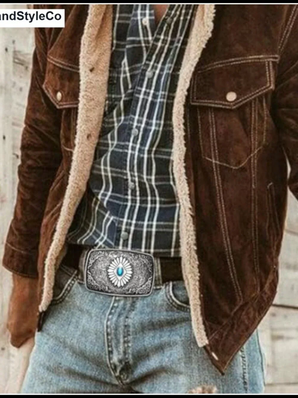 Vintage Western Cowboy Belt Buckle Turquoise Indian Style Zinc Alloy